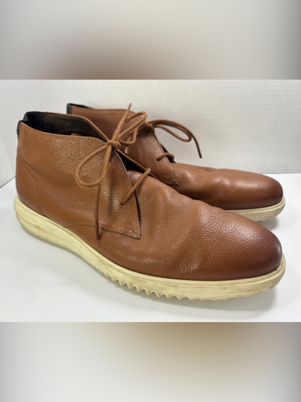 Cole Haan Tan Leather Chukka Boots Shoes Size 12 Cream Sole